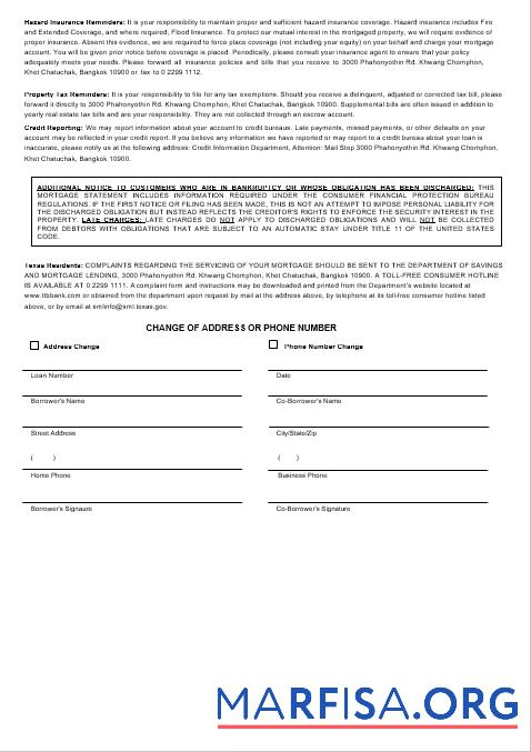 Blank Thailand TMBThanachart Bank mortgage statement in Word and PDF formats 3 real example